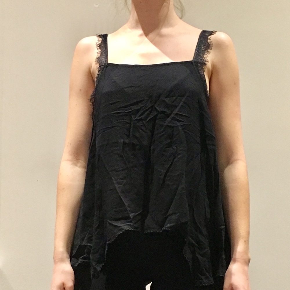 Free people black tank lace straps
